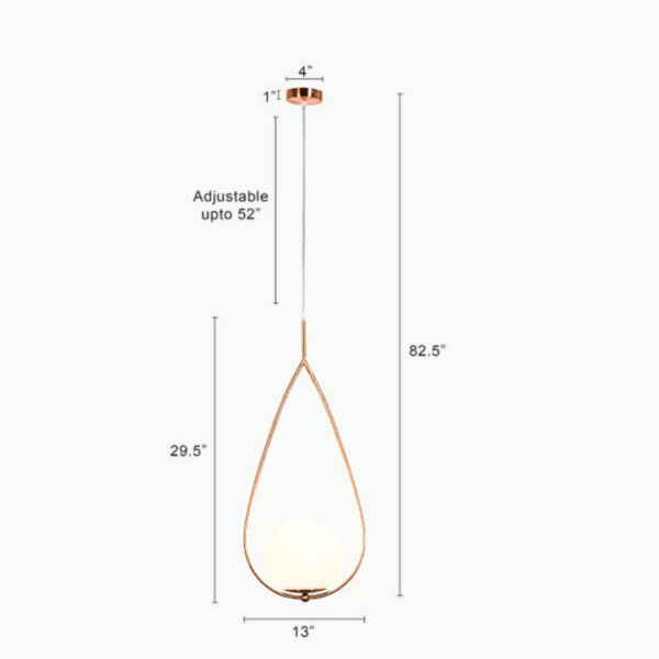 Elegant Droplet Gold Pendant Light | Modern Metal Frame Lighting | Matte Finish Milky Glass | Stylish Hanging Light Fixture - Image 4