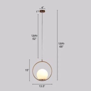 Modern Gold Pendant Light with Milky White Glass Globe | Luxury Hanging Lamp | Adjustable Height | Metal Frame Pendant Lighting - Image 3