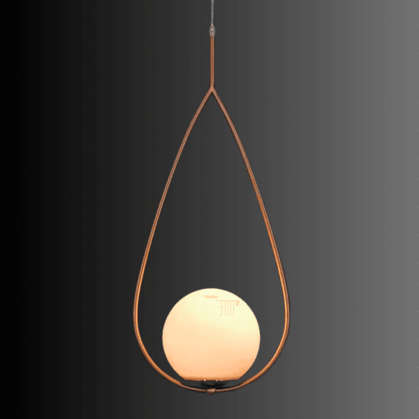 Elegant Droplet Gold Pendant Light | Modern Metal Frame Lighting | Matte Finish Milky Glass | Stylish Hanging Light Fixture - Image 2