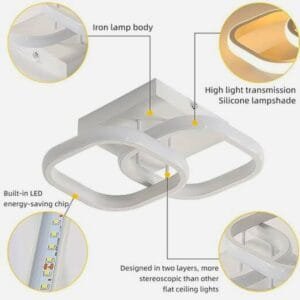 Modern Square LED Ceiling Light - Plastic, Energy-Saving, 26x26 cm, Double Layer Design, Built-in LED Chip - Image 2