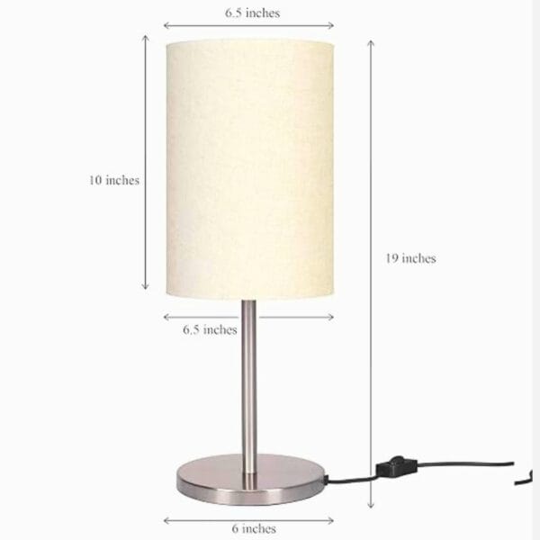 White Cylinder Lampshade |Modern Table Lamp |Adjustable Table Lamp, Compact Table Lamp for Bedroom, Minimalist Décor Lighting, Stainless Steel Table Lamp