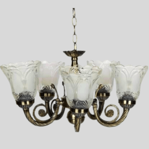 Antique 5-Light Glass Chandelier for Living Room & Home Decor | Semi-Flush Mount Lighting Fixture | Elegant Design| - Image 5