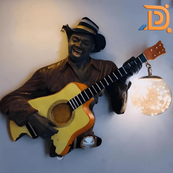 Artistic Plastic Musician Wall Light with Glass Globe | Unique Matte Finish Decorative Wall Bracket for Home Decor