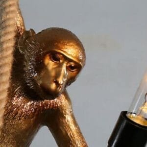 Monkey Hanging Light | Unique Art Deco Gold Light Fixture | Pendant Light | E26/E27 Screw-Type Bulb | - Image 3