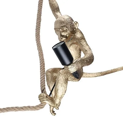 Monkey Hanging Light | Unique Art Deco Gold Light Fixture | Pendant Light | E26/E27 Screw-Type Bulb | - Image 4