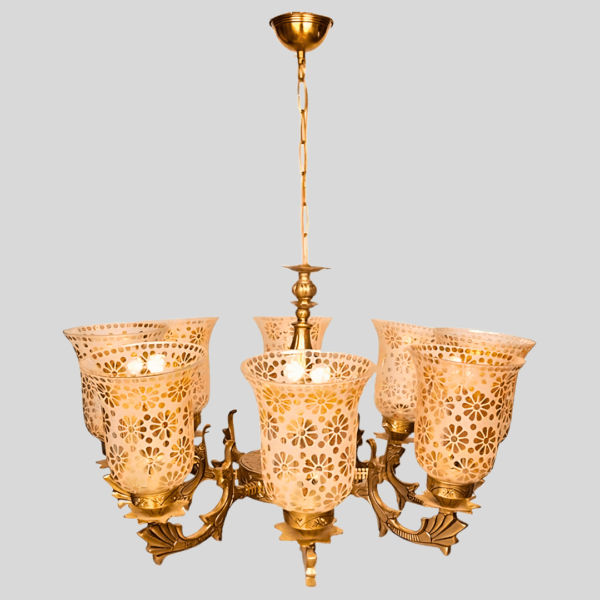 8-Armed Royal Brass Chandelier