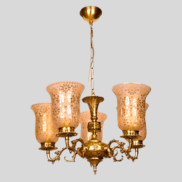 8-Armed Royal Brass Chandelier