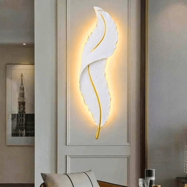 Leaf LED Wall Sconce - Elegant Feather Design for Home Decor | 40 Volts (AC) | Ideal for Bedroom, Living Room | - Image 2