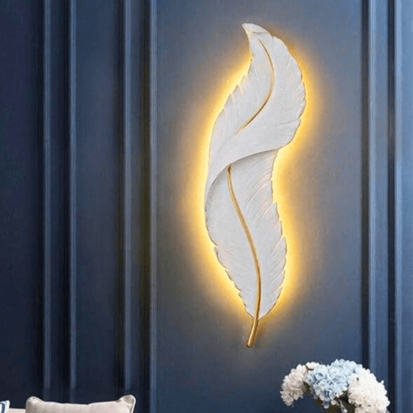 Leaf LED Wall Sconce - Elegant Feather Design for Home Decor | 40 Volts (AC) | Ideal for Bedroom, Living Room | - Image 5