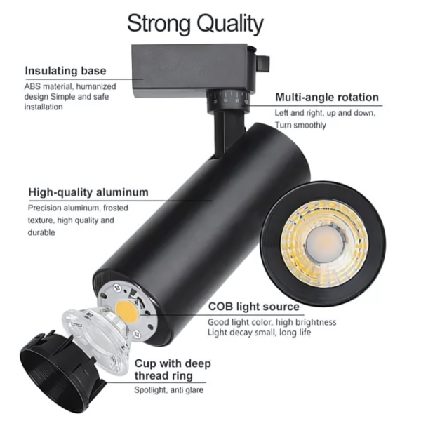 Modern COB LED Track Light – 10W/20W/30W – High-Lumen Spotlight for Home & Showrooms - Image 4