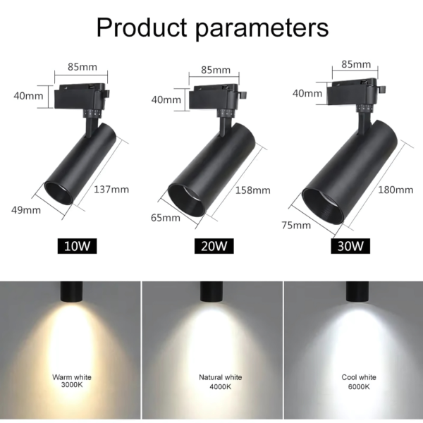 Modern COB LED Track Light – 10W/20W/30W – High-Lumen Spotlight for Home & Showrooms - Image 6