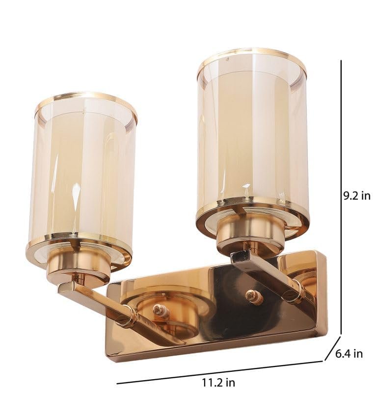 Antique Brass Finish Double Wall Light – Modern Glass Ceiling Fixture, Stylish Home & Office Lighting - Image 6