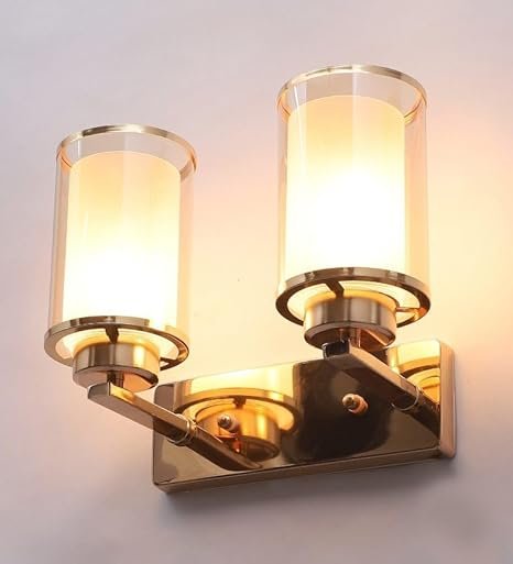 Antique Brass Finish Double Wall Light – Modern Glass Ceiling Fixture, Stylish Home & Office Lighting - Image 2