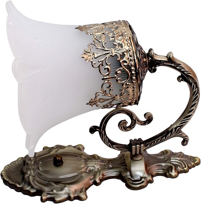 Black Antique Wall Sconce with Decorative White Glass Shade – Vintage Wall Light | E27 Bulb Holder - Image 9