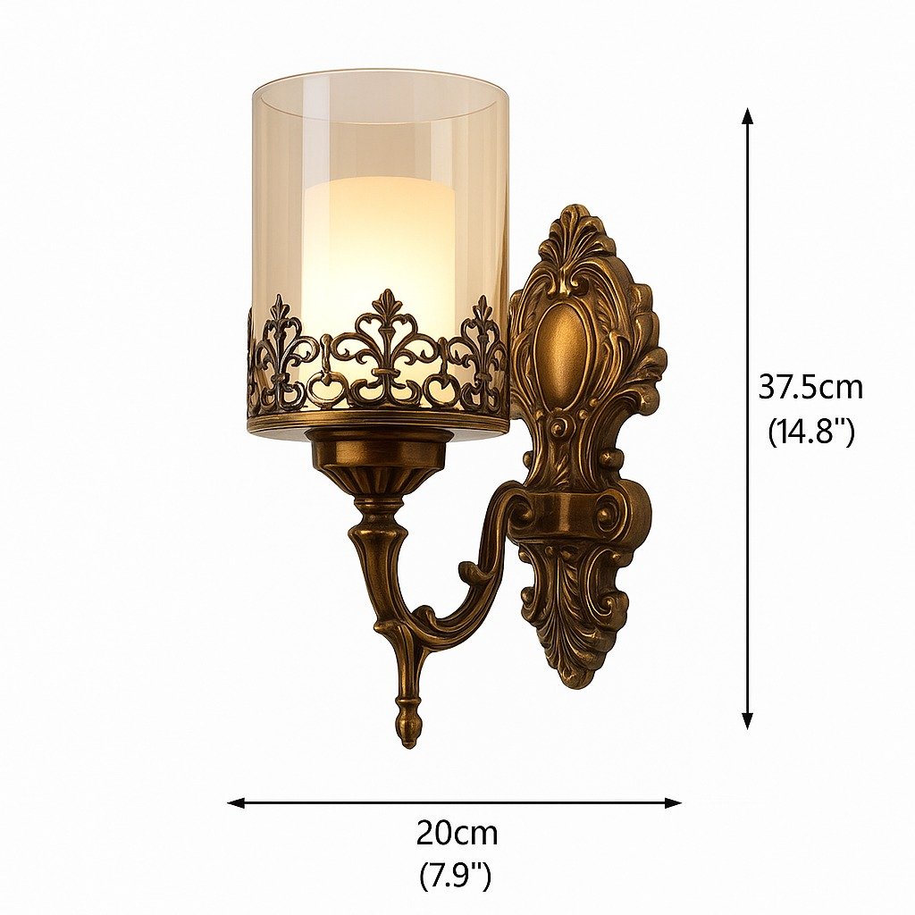 Antique Gold Finish Vintage Wall Light – Elegant Decorative Wall Sconce for Living Room & Bedroom (20L x 20W x 37.5H cm) - Image 4