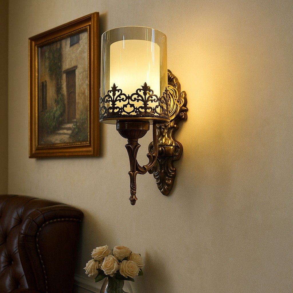 Antique Gold Finish Vintage Wall Light