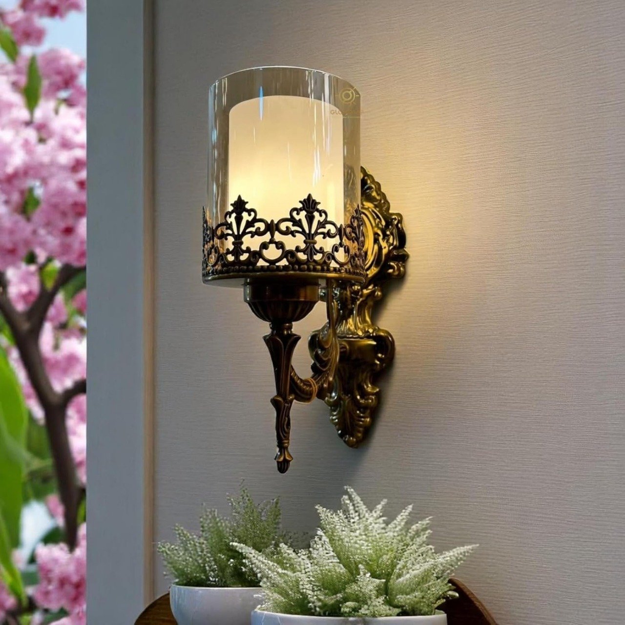 Antique Gold Finish Vintage Wall Light – Elegant Decorative Wall Sconce for Living Room & Bedroom (20L x 20W x 37.5H cm) - Image 3